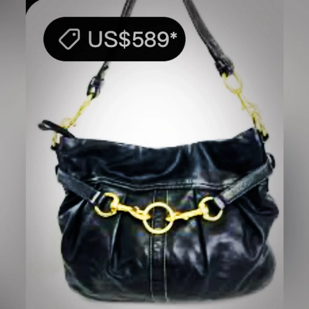 Vintage Y2K Coach soho Black Leather Shoulder Bag with Gold Hardware 2005years - Picture 3 of 17